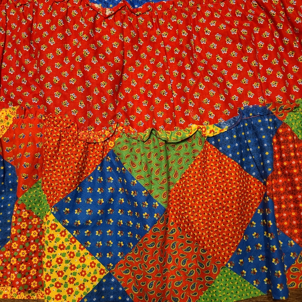 Vintage 70s Colorful Patchwork Maxi Skirt L - Picture 3 of 3